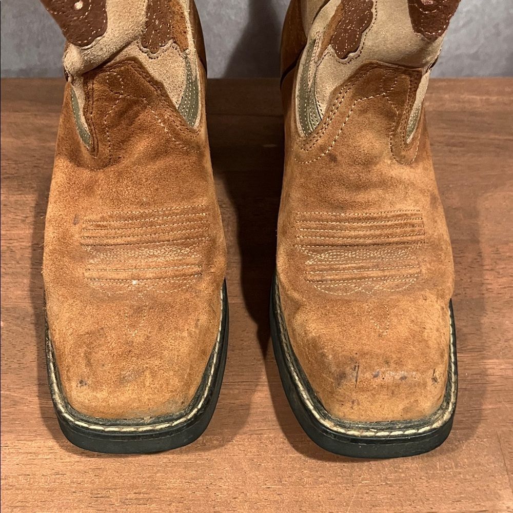Ariat 16230 Doll Baby Brown Suede Square Toe Floral Embroidered Cowboy Boots 8.5 - Picture 4 of 9